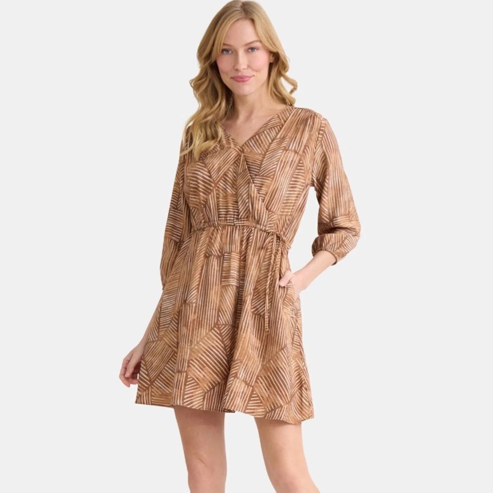 Time& Tru Brown Patterned Women's Dress Sz L